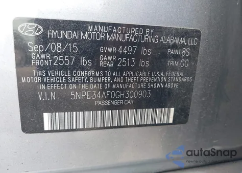 2016 Hyundai Sonata Sport from USA, damaged, VIN 5NPE34AF0GH300903